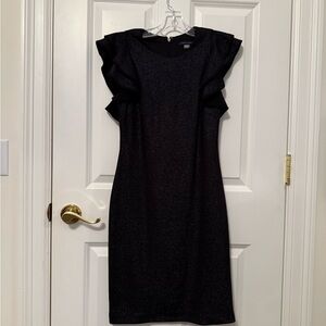 Tommy Hilfiger Black Midi Dress with Flutter Cap Sleeves
